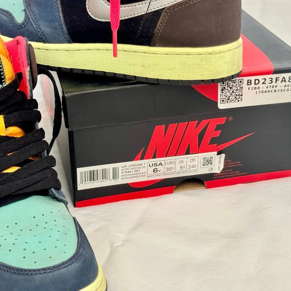 Nike Kids High-Top Sneakers — Teal, Hot Pink, Yellow, Brown, Black